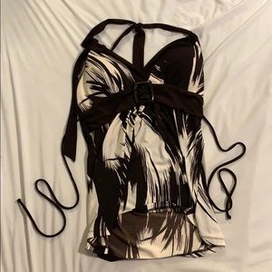 Brown and White Halter Top